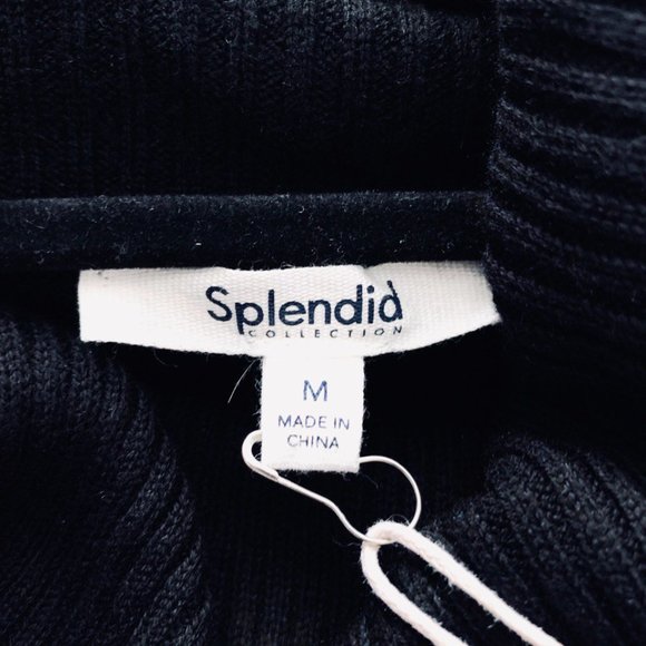 SPLENDID Black Cowl Neck Sweater Dress - Size M - Picture 5 of 11